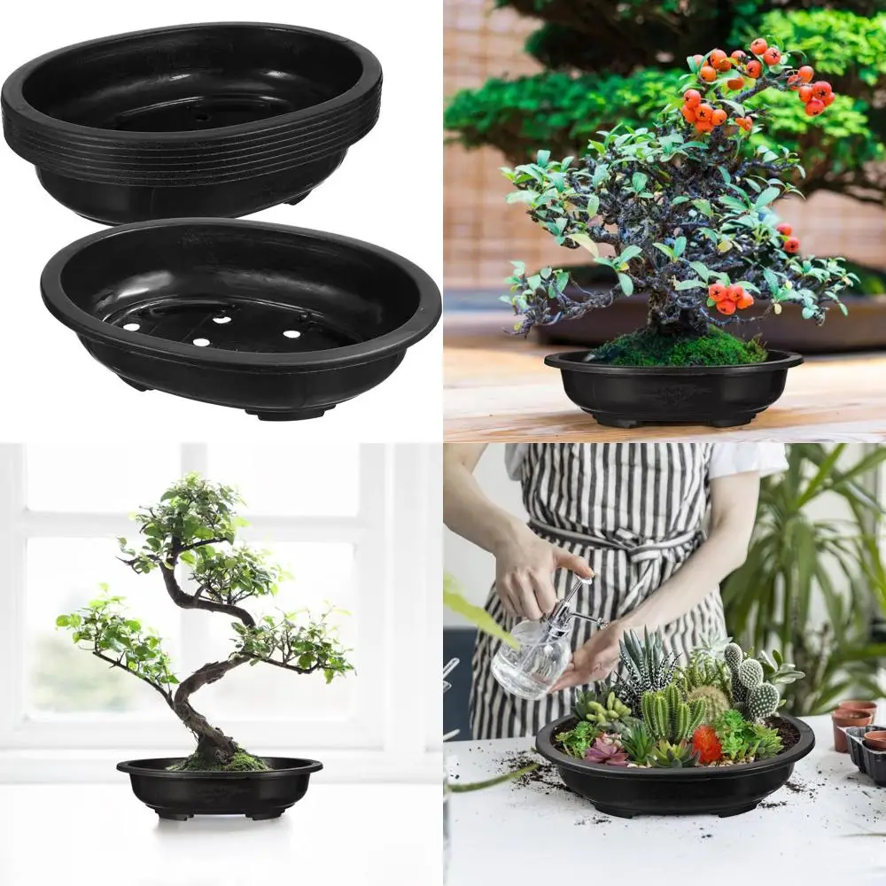 

ERINGOGO 6 шт. тренировочные горшки для бонсай, 15-дюймовый овальный горшок для бонсай с дренажным отверстием, пластиковый большой глубокий нижний горшок для растений Growin