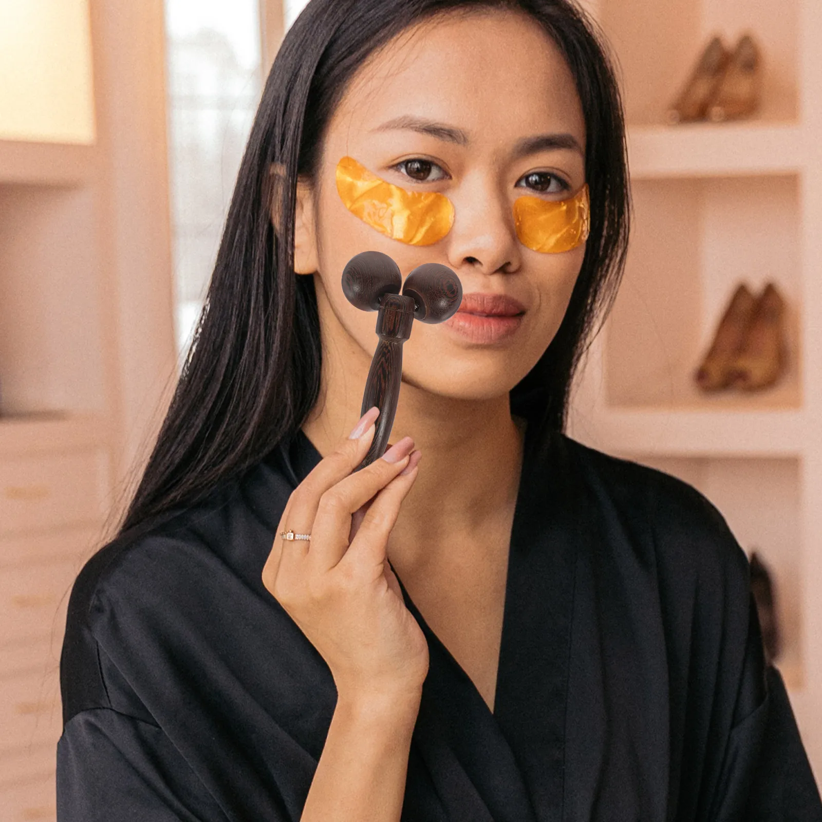 

Facial Chicken Wing Wood Double Balls Roller for Face Body Eyes Neck Skin Care Tools Manual Massagers Back