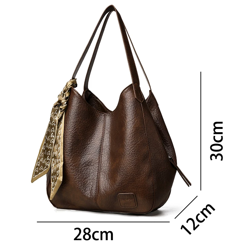Retro Soft Leather Shoulder Bag Women's Versatile Handbag Simple Tote Bag Cross-Border Large Capacity Daily Match PU Material