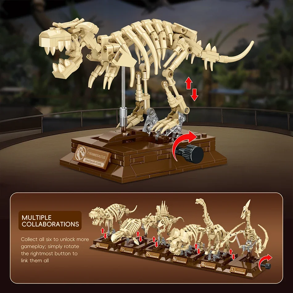 Bloques de Construcción de Fósiles de Esqueletos de Dinosaurios, Jurassic T-Rex, Triceratops, Espinosaurio, Mosasaurio, Brachiosaurio, Ladrillos, Juguetes, Regalos para Niños