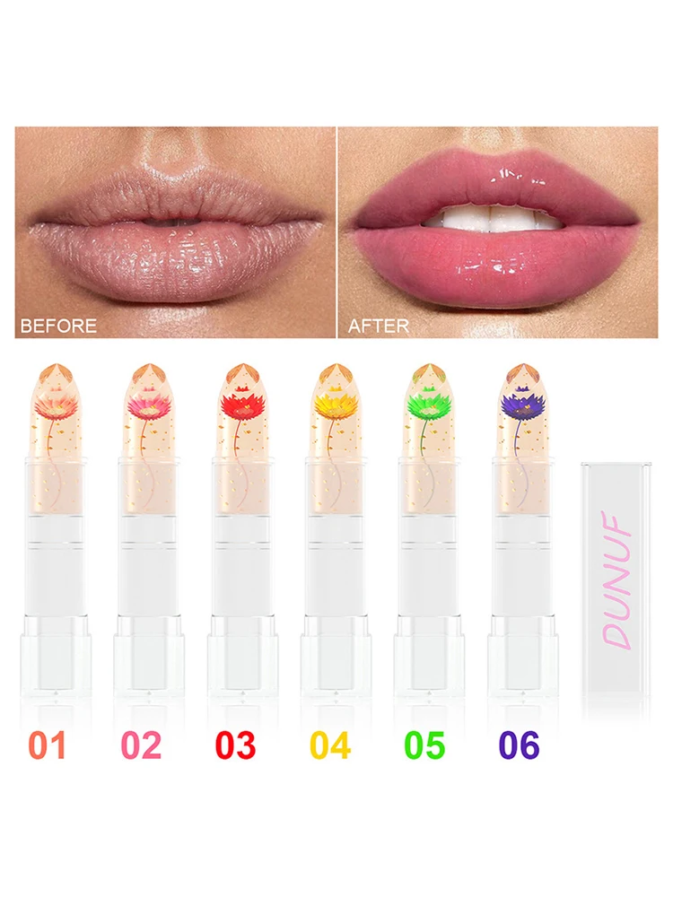 Crystal Flower Jelly Color Changing Lip Balm Magic Color Changing Effect Lasting Lip Care Moisturizing Color Makeup Lipstick New