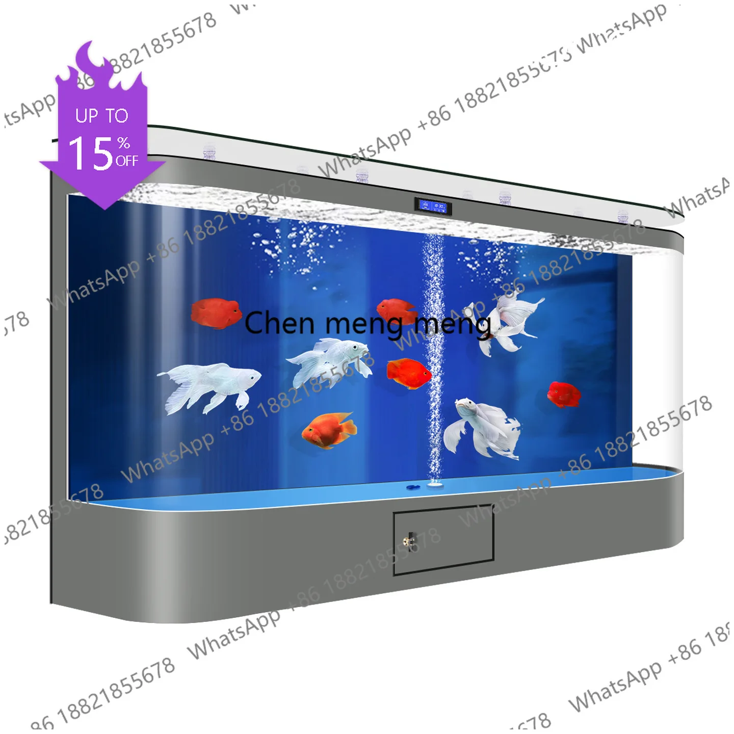 D80 Fish tank high-end floor-to-ceiling living room hot-bending glass tank free of water change