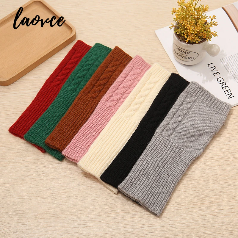 

Korea New Half-finger Gloves Female Autumn and Winter Wool Warmth Fingerless Students Touch Screen Thick Knitted Wristband T214