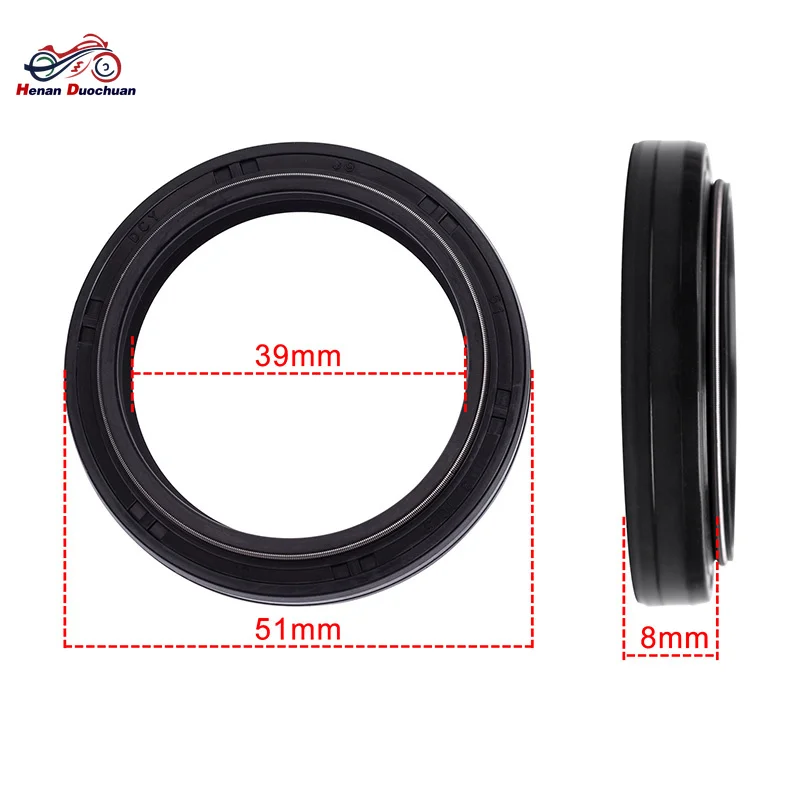 Motorcycle Front Fork Oil Dust Seal 39x51x8 for Honda VT400 VT600 NV400 NV600 Yamaha FZ750 Kawasaki W650 W800 ZR550 Suzuki DR200 view 3