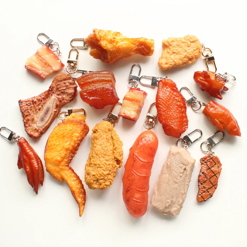 Simulation Fried Chicken Keychain Imitation Chicken Nugget Hot Dog Pendant Food Toy Model Photography Prop Personalized Keychain