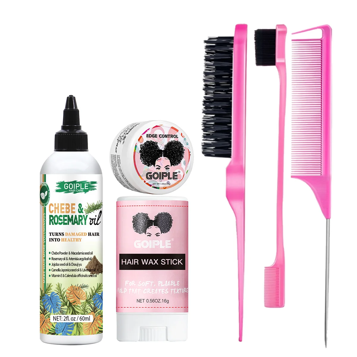 

Chebe & Rosemary Moisturizing & Nourishing Hair Oil, Smoothing Hair Wax Stick for Flyaways, Hairline Edge Control Gel Hair Brush