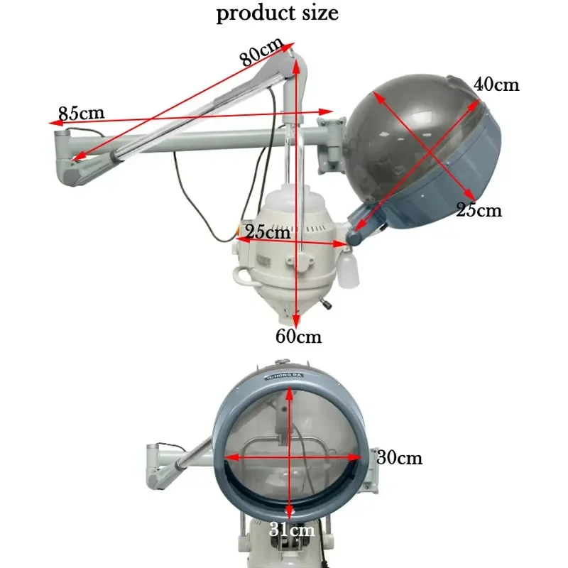 Wall Mounted Hair Steamer Hooded Nebulizer for Barber Shop Oil Baking Treatment Swing Arm Color Processor Hanging Device