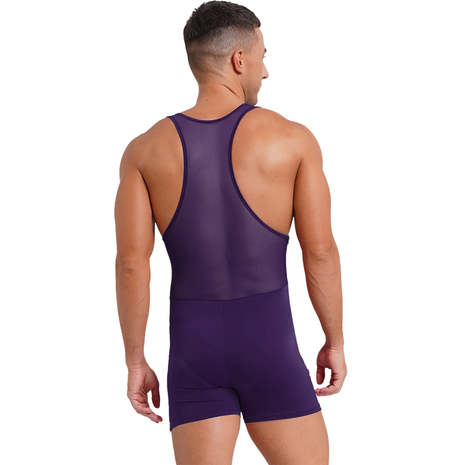 Men Undershirts Bodybuilding Shapewear Mesh Back Tank Underwear Wrestling Singlet Sports Fitness Bodysuits Leotard Jumpsuit