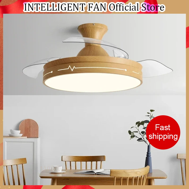 Hidden DC Moter Ceiling Fan Light The bedroom Restaurant Living Room Household Fan Llights Ceiling Fan With Light And Control