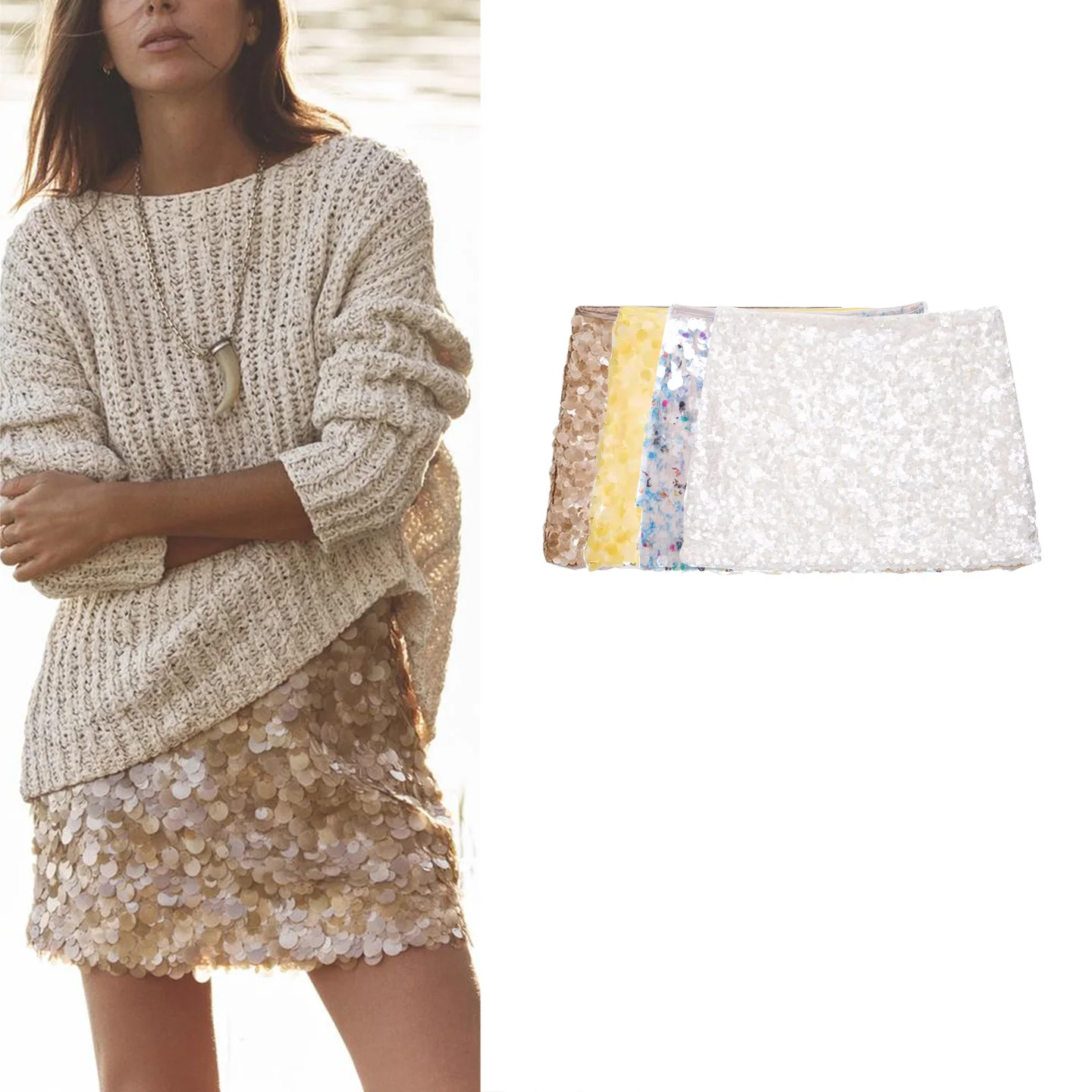Summer New Women's Design  ort f-length Skirt with Inner  Bead Decoration Stand Version A-line Skirt