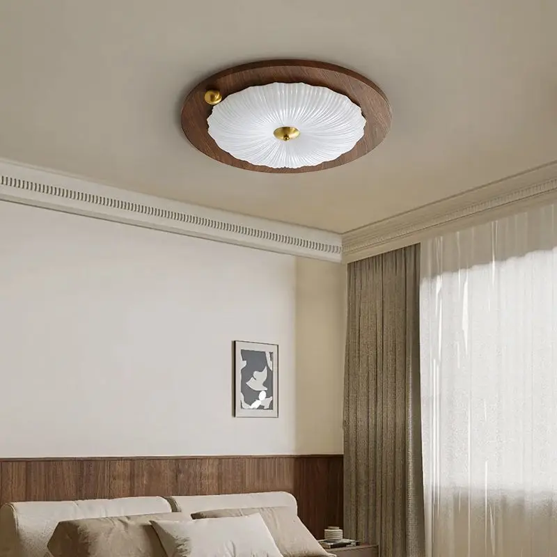 

Full Spectrum Retro Ceiling Light - Walnut Finish Modern Chinese Design for Master Bedroom & Study