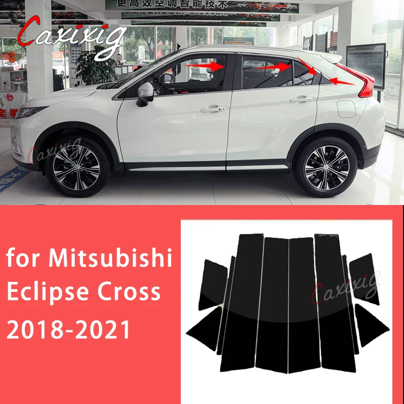 Black Car Door Window Column Center B C Pillars Post Mirror Effect Cover Trim for Mitsubishi Eclipse Cross 2018-2021 Accessories