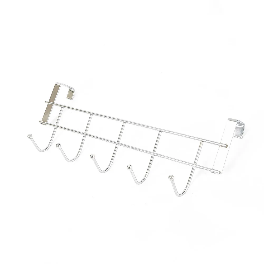 5 Hooks Over The Door Hooks Wash Room Hanger Clothes Towel Storage Holder For Clothes Towels Shoes Hats Caps Hooks Rack