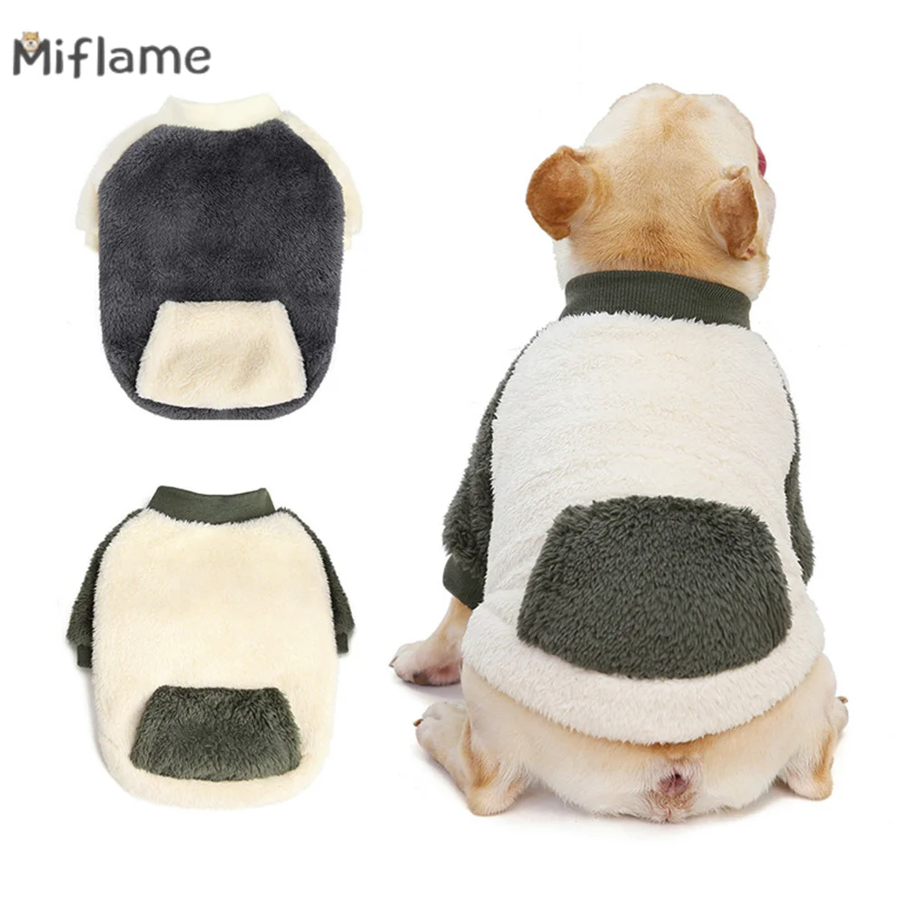 

Miflame French Bulldog Hoodies Small Dogs Clothes Patchwork Fleece Puppy Sweatshirt Winter Dogs Clothing Warm Pets Cat Pajamas