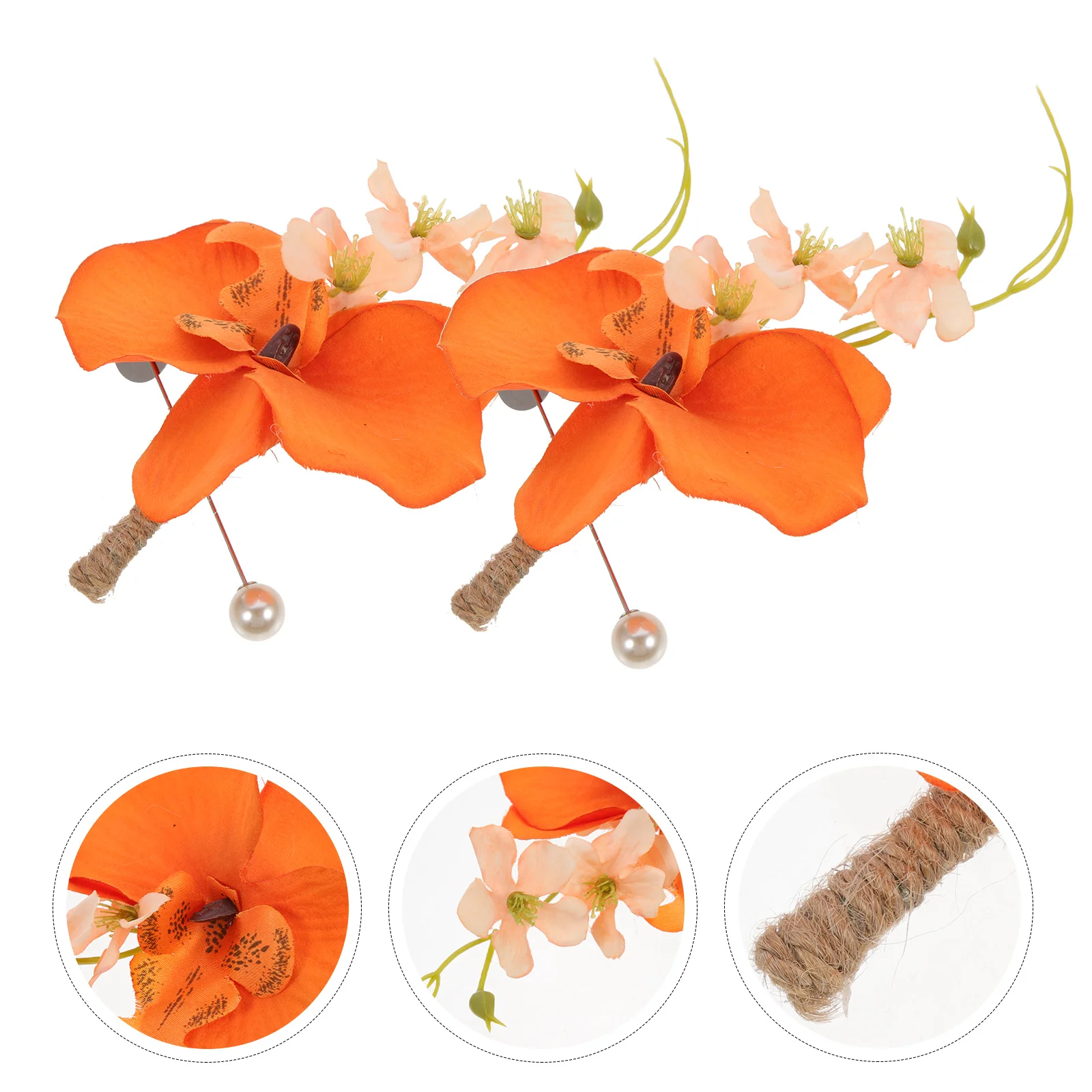 

2Pcs Wedding Couple Boutonniere Artificial Flowers Groom Bride Corsages Wedding Floral Pins Suit Decoration Suit Pin