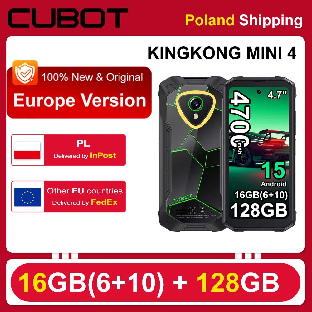 [Ship From Poland] Cubot KingKong Mini 4 6GB+128GB Mini Rugged Smartphone 4.7-Inch 90Hz Display 4700mAh  NFC 48MP Android 15