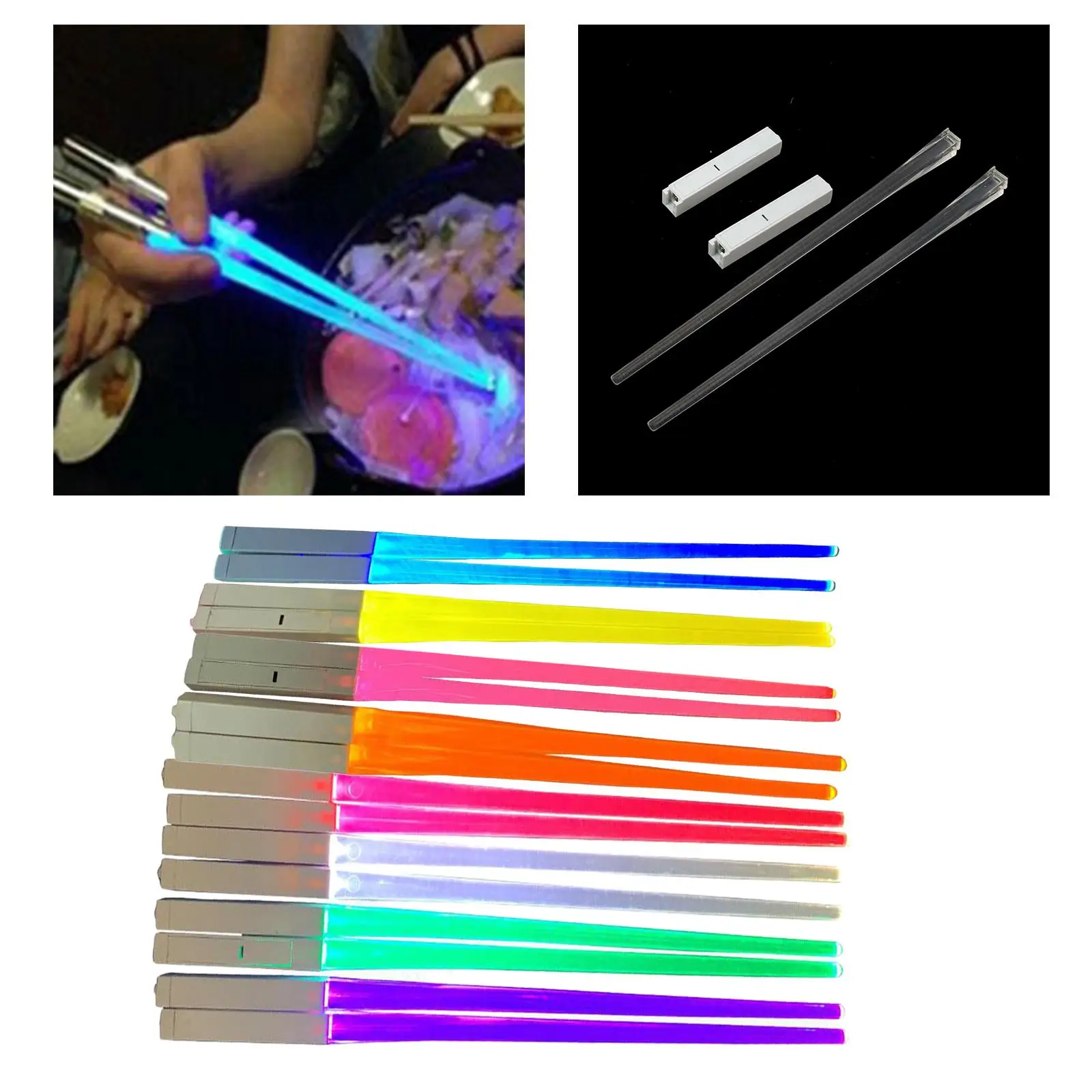 1 Pair Light Up LED Chopsticks Durable Lightweight Portable Kitchen Dining Party
