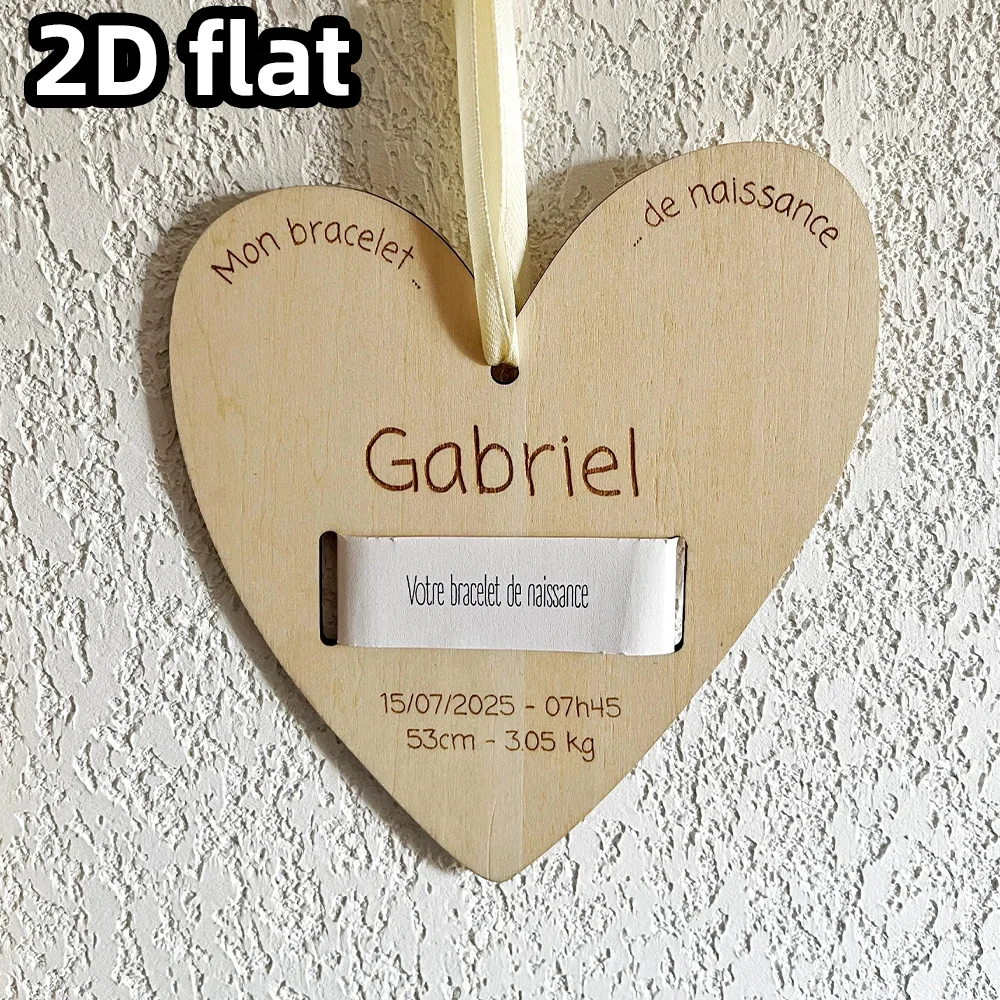 1 قطعة حامل سوار خشبي مخصص على شكل قلب ، عرض ذاكرة ميلاد الطفل ، هدية تذكار شخصية للآباء الجدد