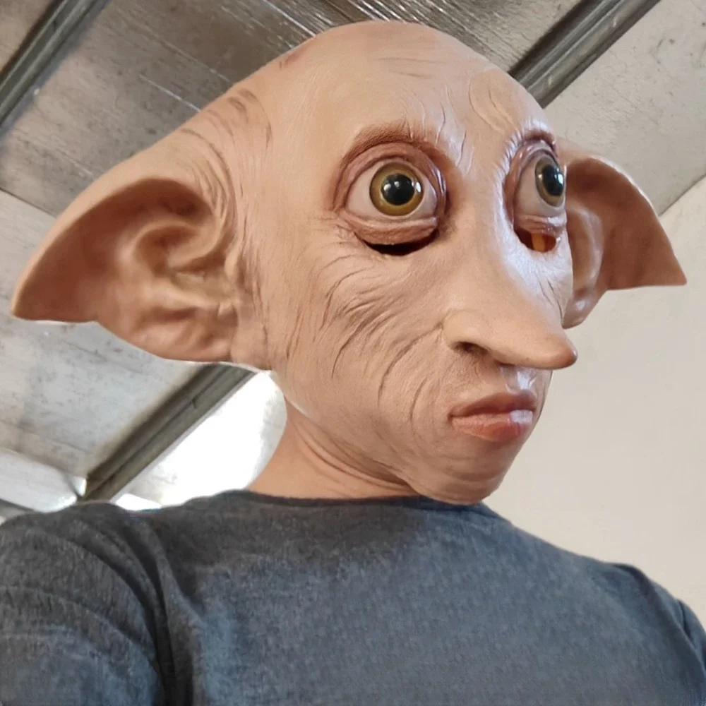 Rubber Dobby the Magic Elf Mask Halloween Horror Haunted House Cosplay Role-Playing Latex Carnival Fancy Dress Party Props