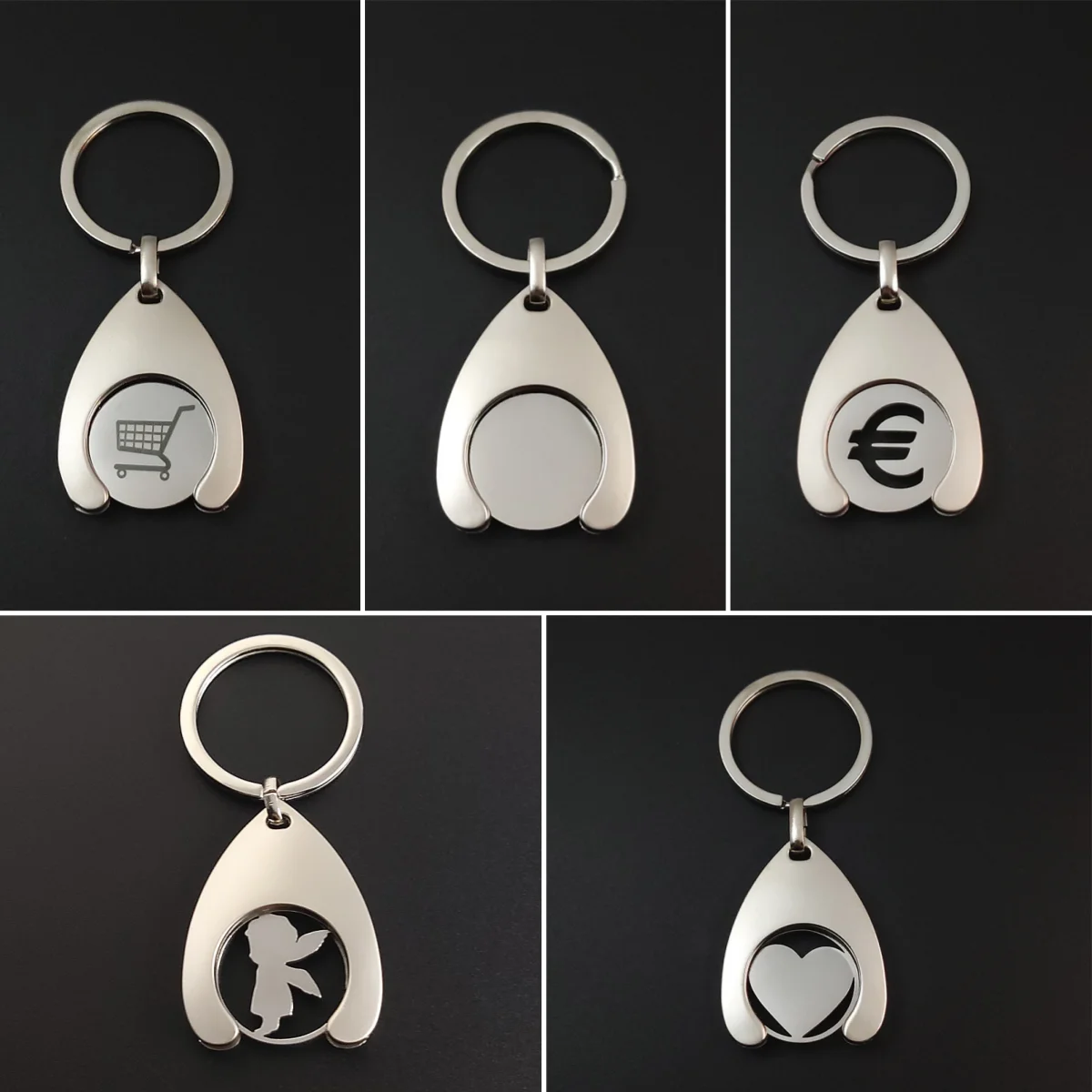 Llavero con ficha para carrito de compras de supermercado, pequeño regalo, llavero con ficha de metal de dólar europeo, recuerdos de fiesta, regalos prácticos, regalos navideños