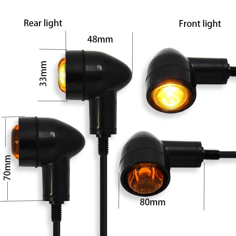 Luz LED de Sinalização de Curva para Motocicleta, Indicador de Direção em Curva, Universal, Clássica, Vintage