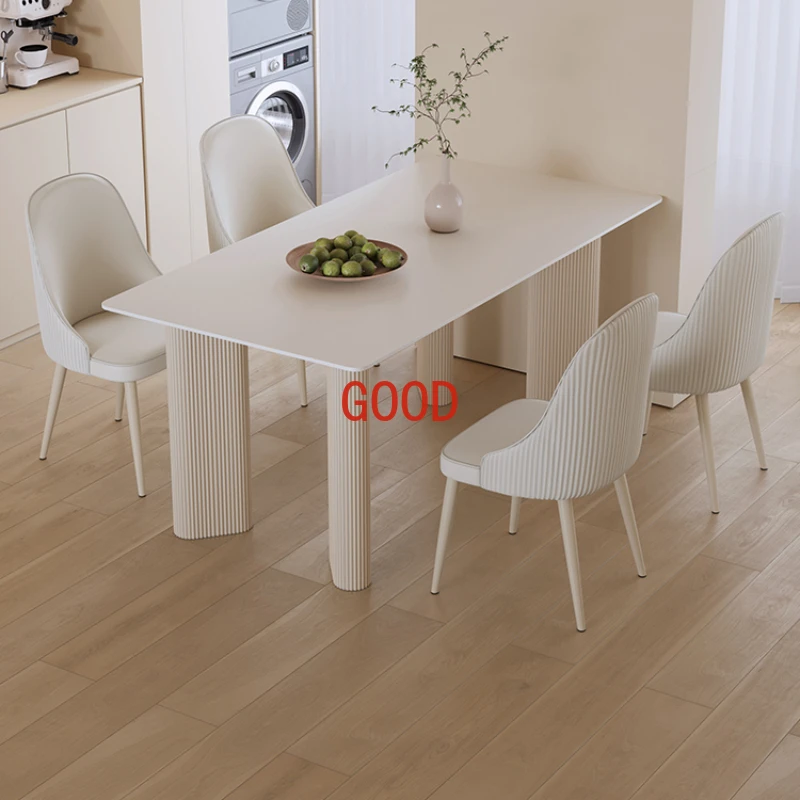 

White Rock Plate Dining Table Modern Simple Luxury Coffee Side Dining Table Square Parents Mesas De Jantar Furniture ZT50DT