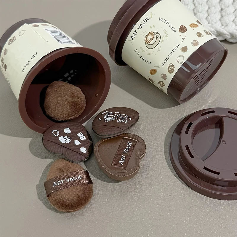 ART VALUE Mini-Kaffee-Design Puderquaste für Rouge, Highlighter, Concealer, Make-up-Puder – Niedliche Daumen-Puderquaste
