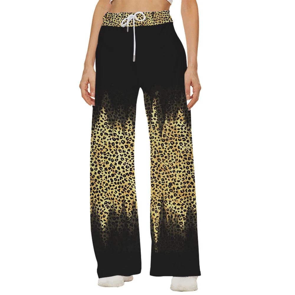 

Women Bottoms Floral Leopard Printed Sweatpants Wide Leg Pants Trousers High Waist Women Casual Female Trousers Streetwear