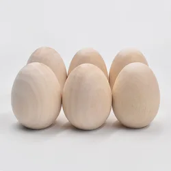 10pcs/lot Unpainted Wooden Fake Eggs Easter Egg Bulk for Children DIY Game Toy Foods