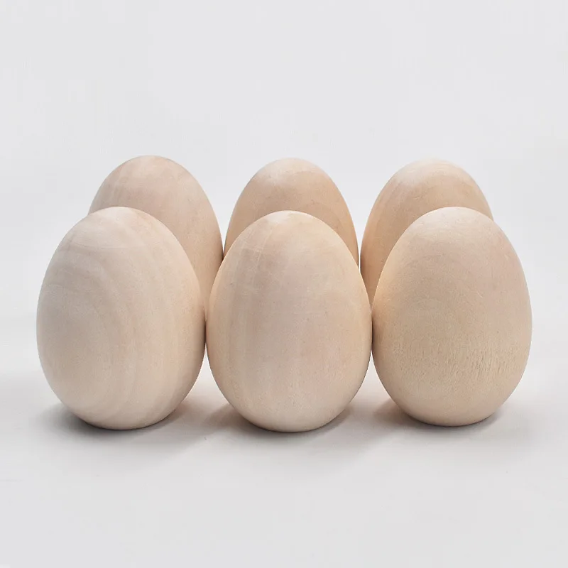 10pcs/lot Unpainted Wooden Fake Eggs Easter Egg Bulk for Children DIY Game Toy Foods