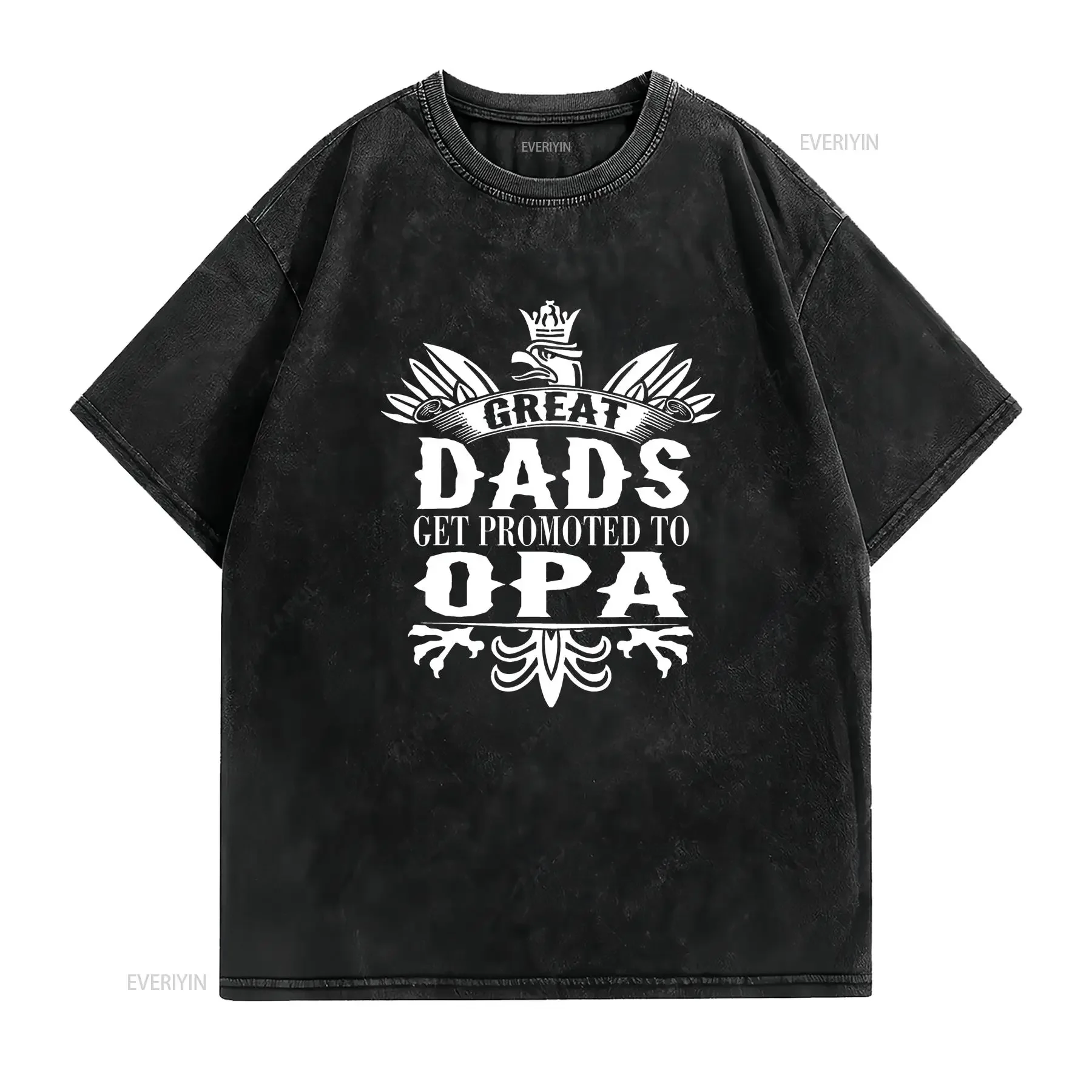 Great Dads Get Promoted To Opa Fathers Day Grandpa T Shirt vintage Washed Breathable Top For Everyday Wear Casual Soft