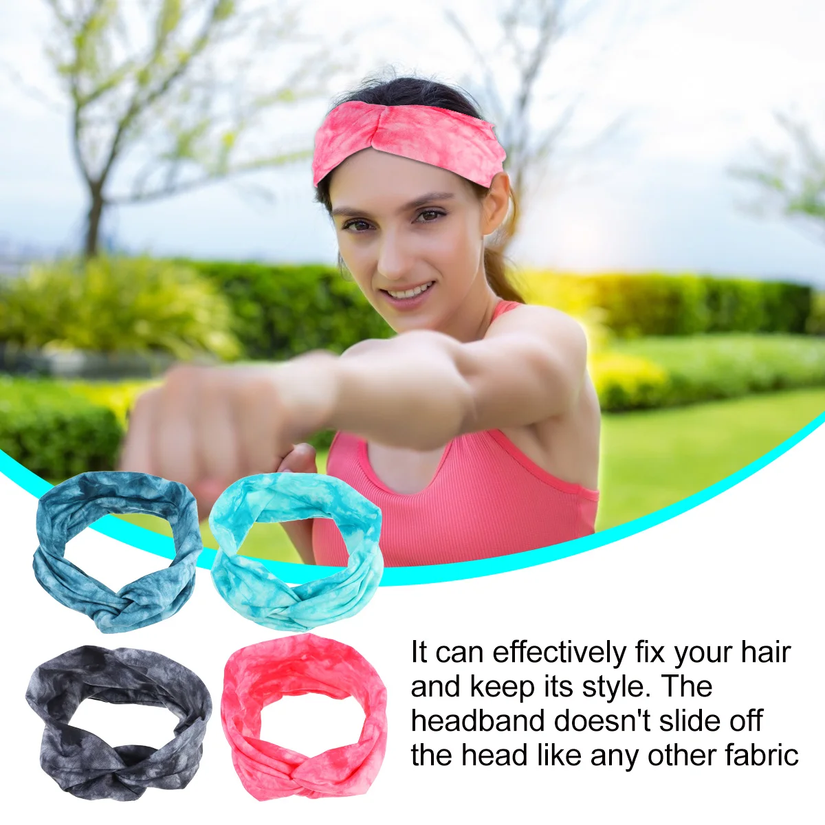 

4 Pcs Yoga Running Fitness Sports Elastic Non Slip Hairband Sweatband Tie Dye Headwrap Perfect for Workout Gifts