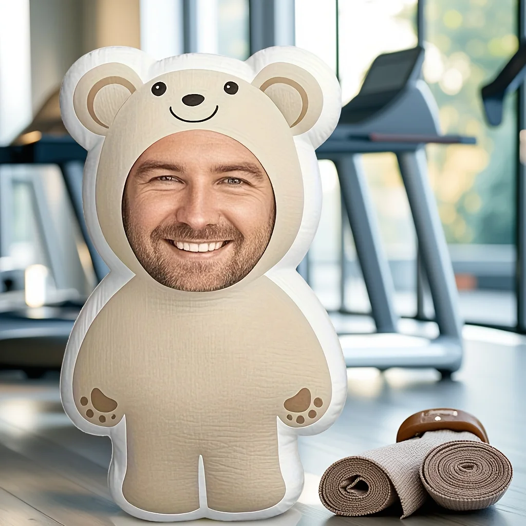 Custom Photo Bear Pillow - Personalized Gift for Christmas, Valentine's, Birthdays - Soft Plush Teddy Design, Hand Wash Only, 10