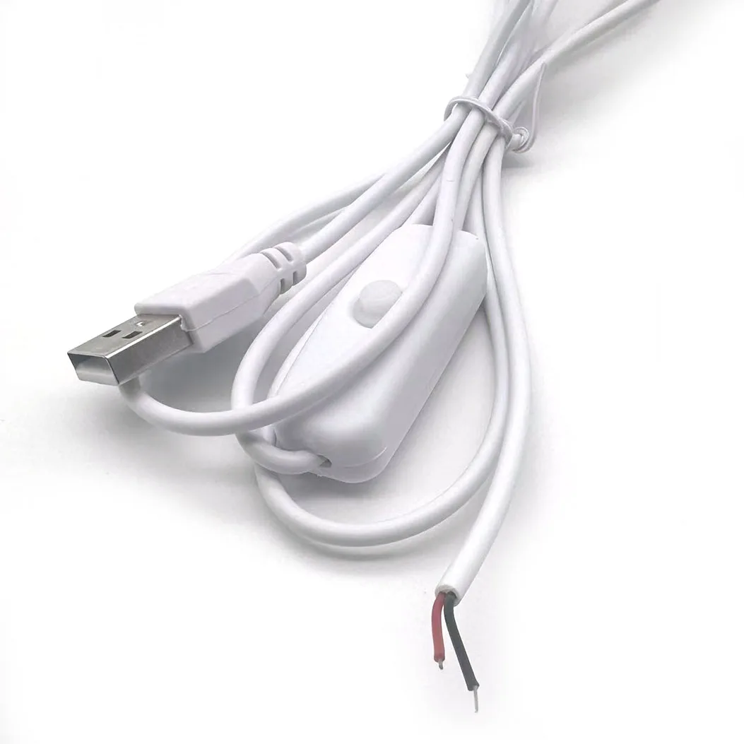 5V 1.5m USB 2.0 A Male Plug Extension Cable with Switch 2 Pin 2 Wire Power Charge Cable Connector DIY