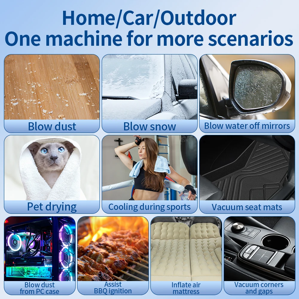 

Powerful Air Blower with Vacuum kit 600000RPM Turbo Jet Fan LED Display Electric Blower Multifunctional Blowing Dust Dryer