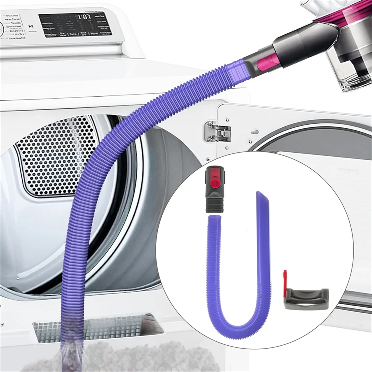 Kit de limpiador de ventilación para secadora Dyson V7 V8 V10 V11 V15, accesorio para manguera de vacío, eliminador de pelusas para limpieza con bloqueo de interruptor