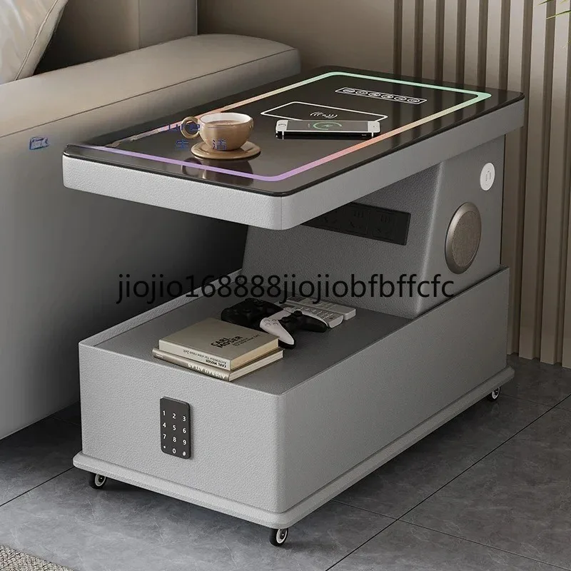 Suitable for Solid wood modern movable coffee table living room sofa side few multi-functional light luxury trolley