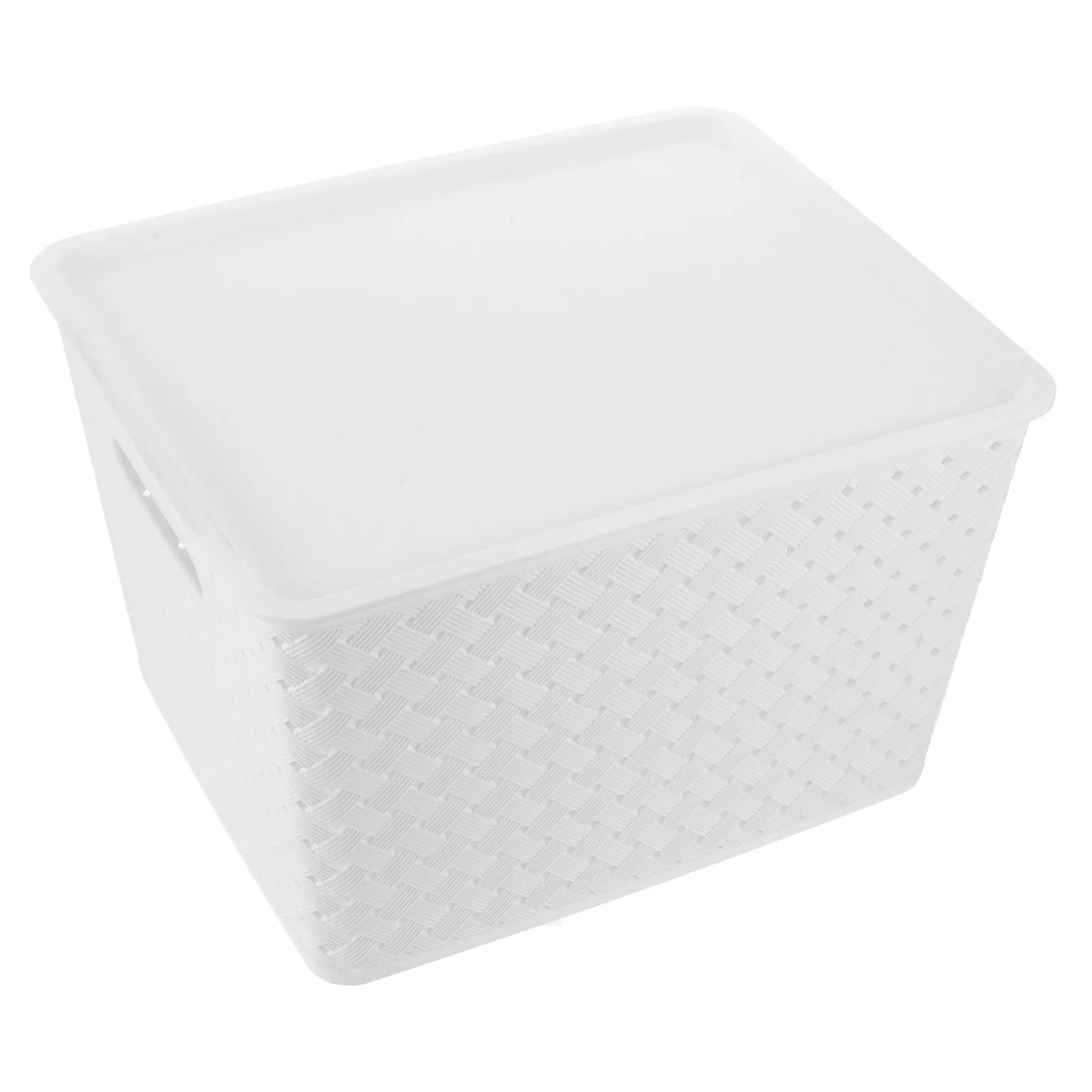 

Пластиковая корзина для хранения с крышкой и ручкой, белая, маленькая, для кладовой, прачечной, кухни, полки, под раковину, шкафа, сушилка для белья