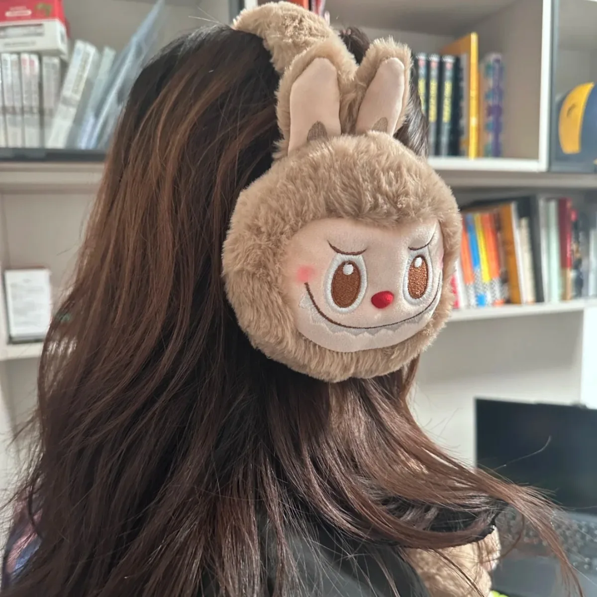 1Pcs Labubu Rabbit Plush Earmuffs Cute Girls Warm Ear Muffs Retractable Frostproof Earmuffs Students Adults Children Can Use