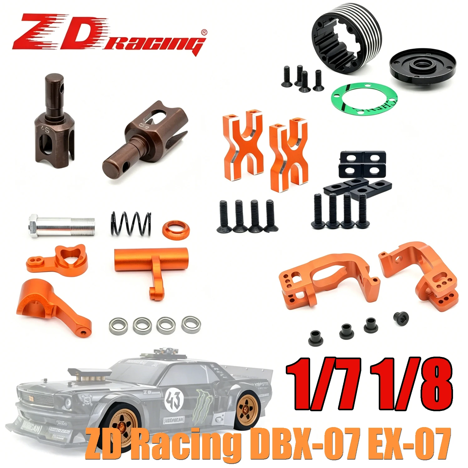 1/7 ZD Racing DBX-07 EX-07 Peça de Upgrade para Carro RC, Conjunto de Suporte de Direção em Alumínio CNC, Copo de Acionamento, Juntas de Engrenagem Planetária S2