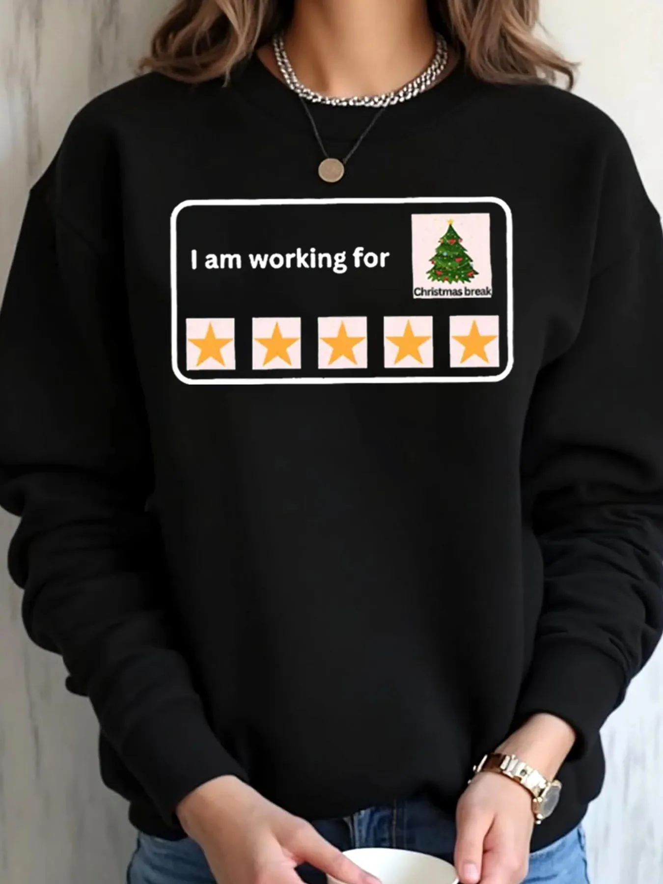 

Женская толстовка большого размера, Рождество, я работа на Рождество, перерыв, звезды, елка, уличная одежда с принтом