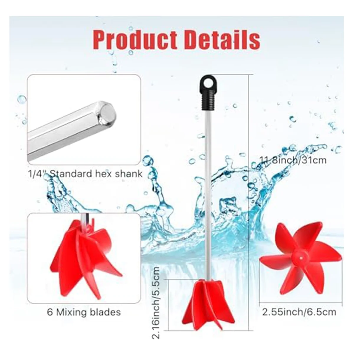 Misturador de tinta de broca de 11 polegadas, acessório misturador de broca de 4 peças, misturador epóxi de resina de 1 galão, misturador de tinta para a maioria das brocas