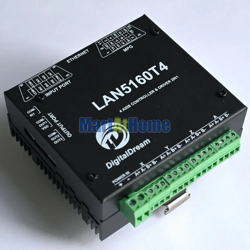 LAN5160T4 Ethernet 2in1 CNC Integrated 4 Axis Mach3 Motion Controller & Stepper Driver 300KHz 6A Support Standard MPG & NVMPG