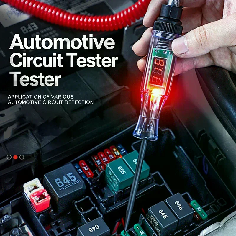 3V 120V Car Diagnostic Probe Test Pen Auto Electric Voltage Detector with Protective Cover for Car Truck Motorcycle