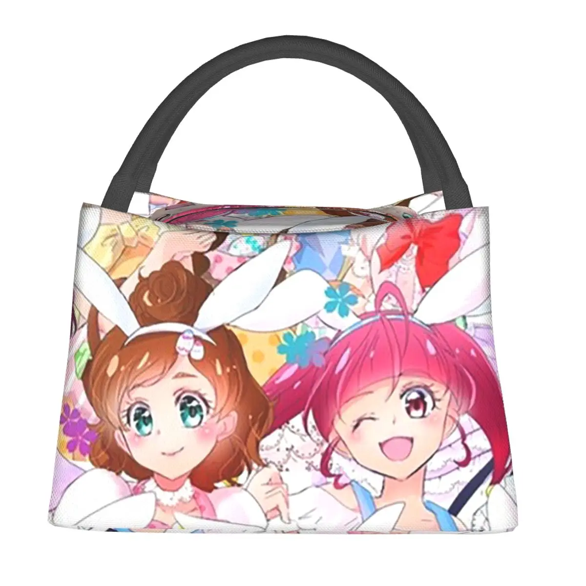 Smile Precure Lunch Bags Insulated Bento Box Portable Lunch Tote Picnic Bags Cooler Thermal Bag for Woman Girl Office