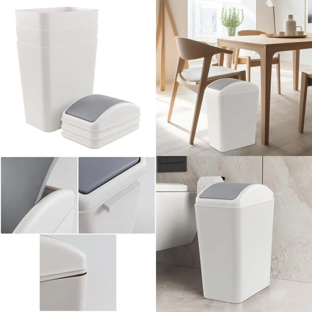 

Vababa 3-Piece Set of 4.5 Gallon Swing-Top Plastic Trash Bins in Gray