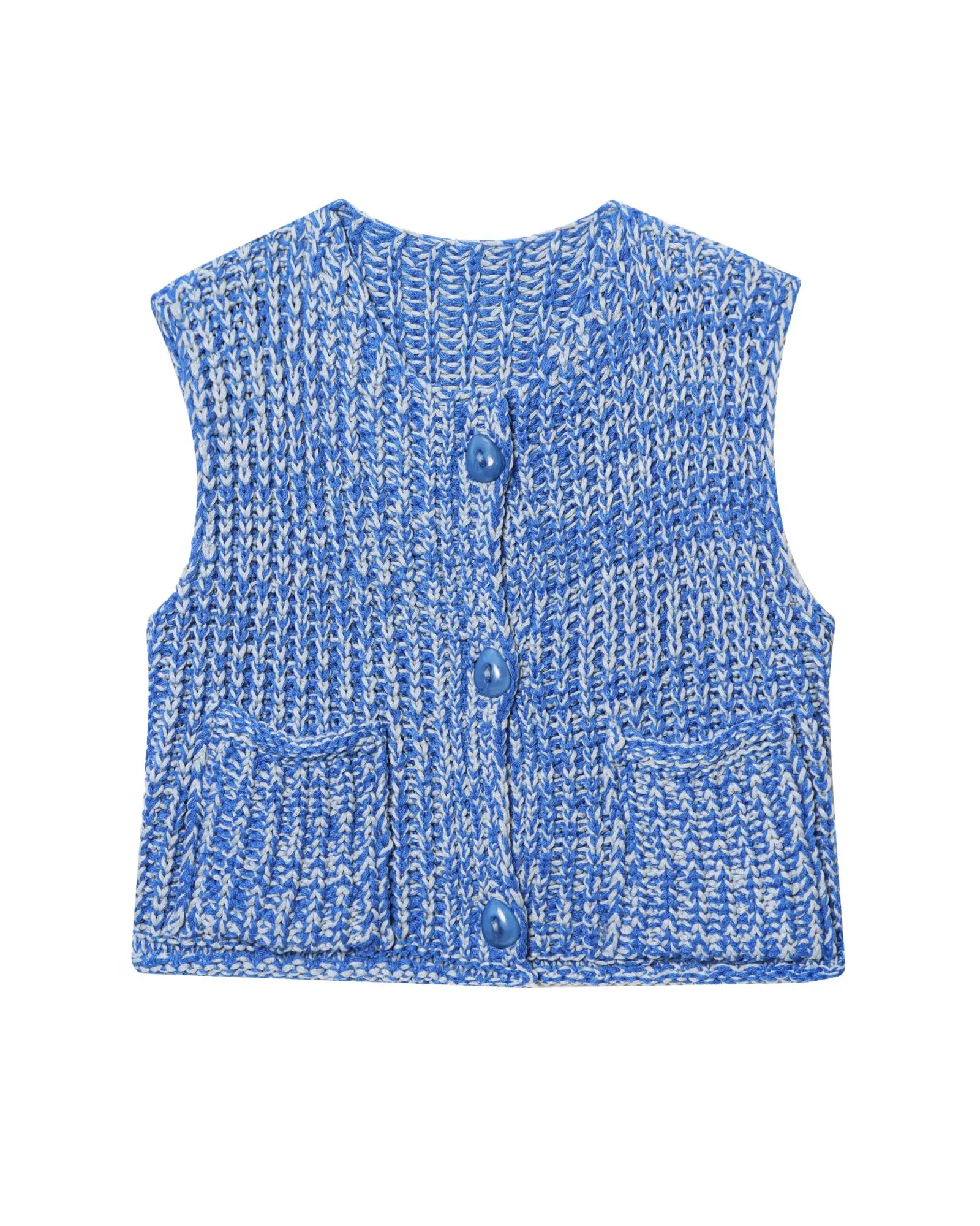 

Korean Crop Sweater Women Fall Fashion Blue Loose Casual Sweater Vest Cable Knit Sweater Vest For Woman Luxury Designer Tops
