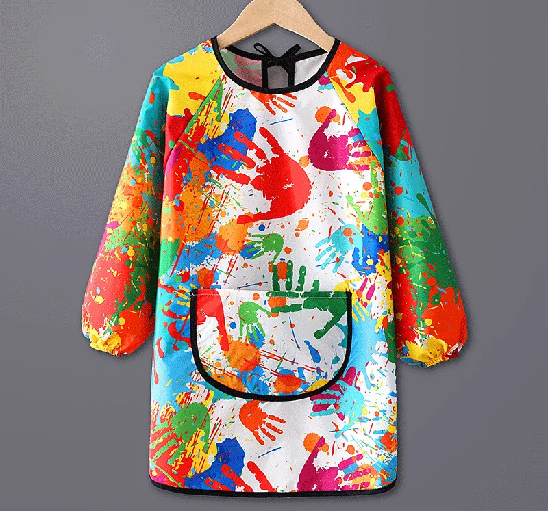 Children\'s Painting Waterproof Long Sleeved Cover Kindergarten Art Painting Reverse Dressing Apron