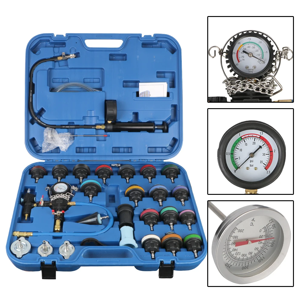 

F40 Car Radiator Pressure Tester Water Tank Leak Detection Detector Tool 28Pcs Cooling System Vacuum Type