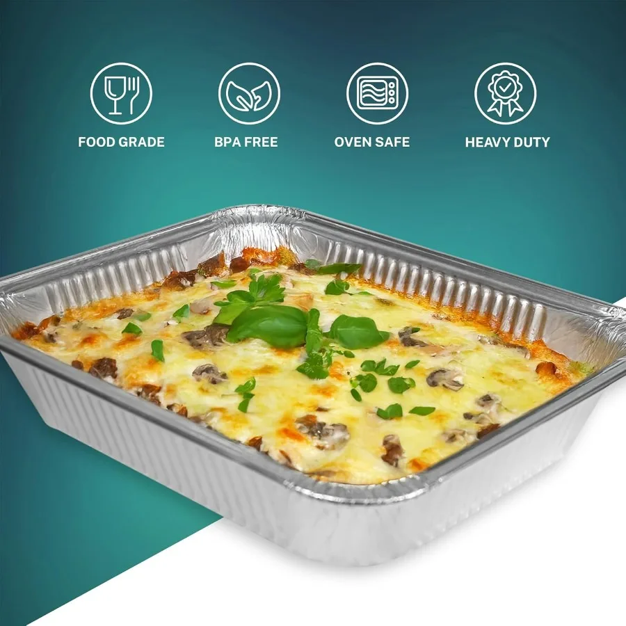 مقالي رقائق ألومنيوم مستديرة مقاس 9 بوصات مع أغطية قبة شفافة للطهي والخبز وإعادة التسخين ومقالي الوجبات الجاهزة للاستعمال مرة واحدة (9 بوصة / 400 مجموعة) #2